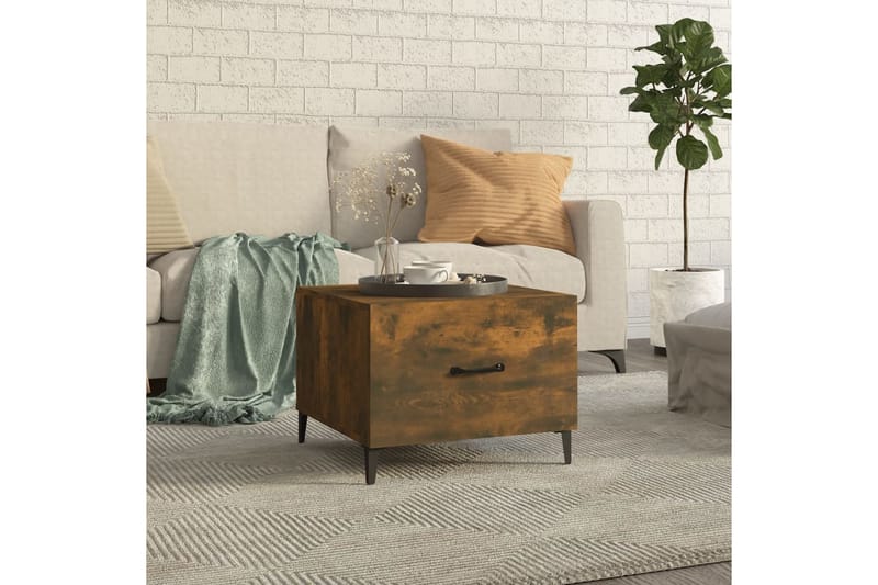 beBasic sofabord med metalben 50x50x40 cm røget egetræsfarve - Brun - Lampebord - Bakkebord & små borde