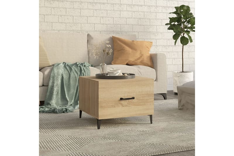beBasic sofabord med metalben 50x50x40 cm sonoma-eg - Brun - Lampebord - Bakkebord & små borde