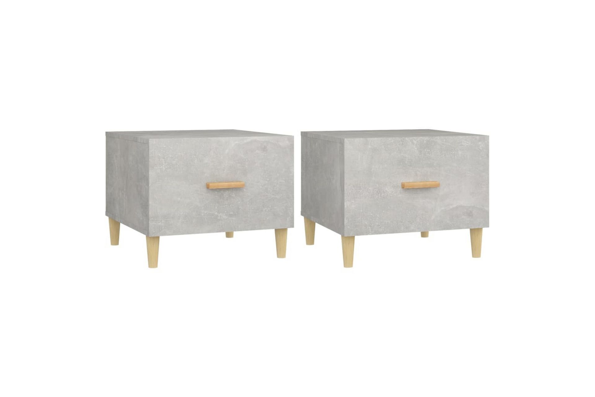 beBasic sofaborde 2 stk. 50x50x40 cm konstrueret træ betongrå - GrÃ¥ - Møbler - Borde - Aflastningsbord - Lampebord