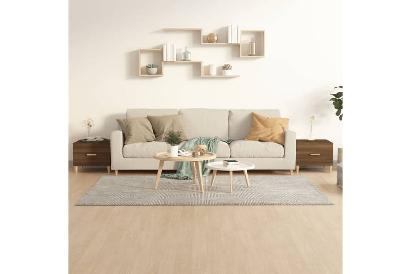 beBasic sofaborde 2 stk. 50x50x40 cm konstrueret træ brun egetræsfarve - Brun - Møbler - Borde - Aflastningsbord - Lampebord