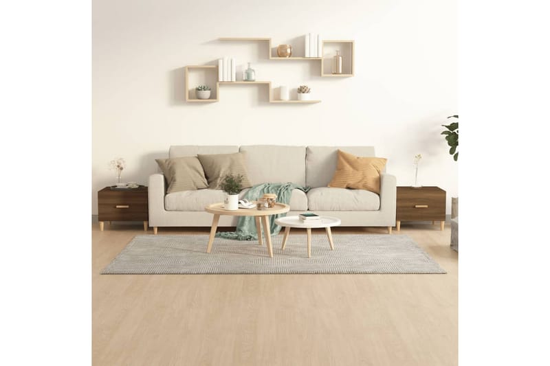 beBasic sofaborde 2 stk. 50x50x40 cm konstrueret træ brun egetræsfarve - Brun - Lampebord - Bakkebord & små borde