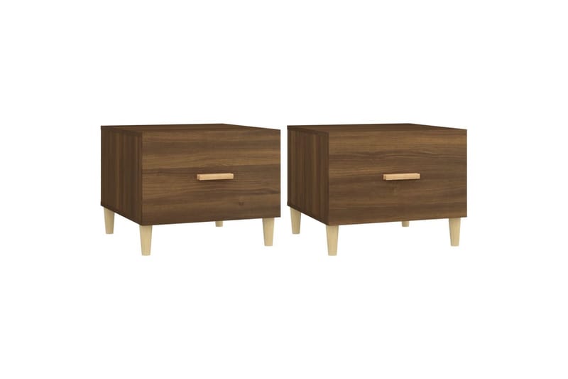 beBasic sofaborde 2 stk. 50x50x40 cm konstrueret træ brun egetræsfarve - Brun - Møbler - Borde - Aflastningsbord - Lampebord
