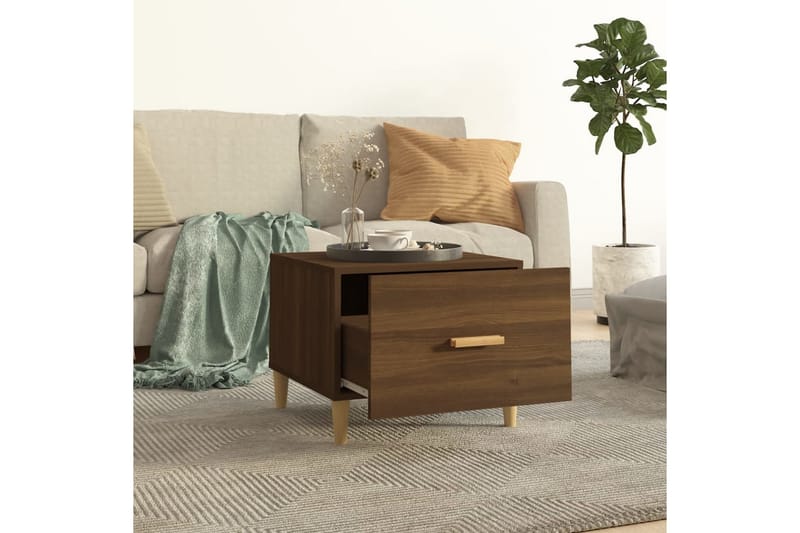 beBasic sofaborde 2 stk. 50x50x40 cm konstrueret træ brun egetræsfarve - Brun - Møbler - Borde - Aflastningsbord - Lampebord