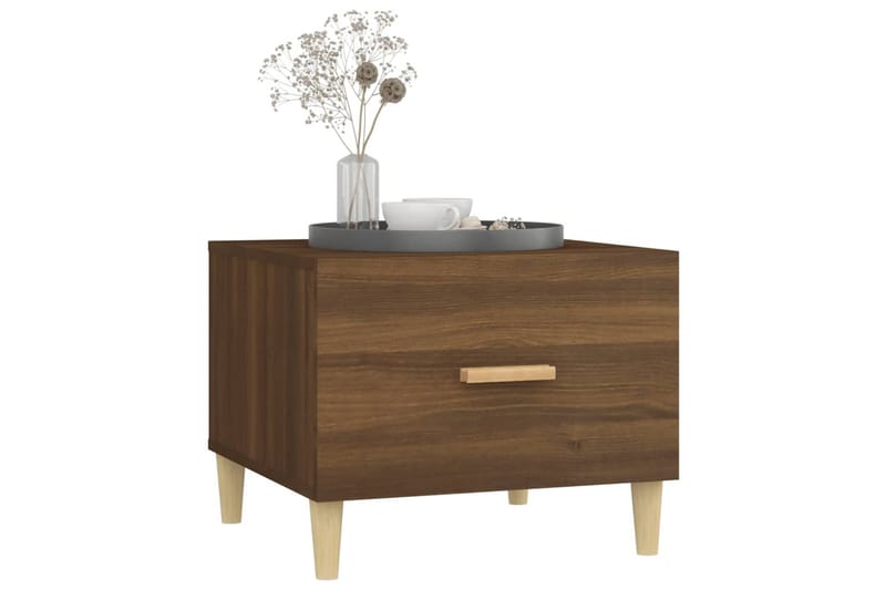 beBasic sofaborde 2 stk. 50x50x40 cm konstrueret træ brun egetræsfarve - Brun - Møbler - Borde - Aflastningsbord - Lampebord