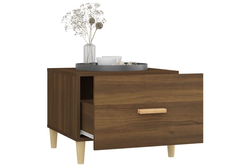 beBasic sofaborde 2 stk. 50x50x40 cm konstrueret træ brun egetræsfarve - Brun - Møbler - Borde - Aflastningsbord - Lampebord