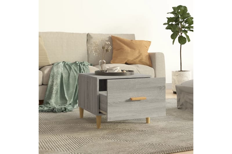 beBasic sofaborde 2 stk. 50x50x40 cm konstrueret træ grå sonoma-eg - GrÃ¥ - Møbler - Borde - Aflastningsbord - Lampebord