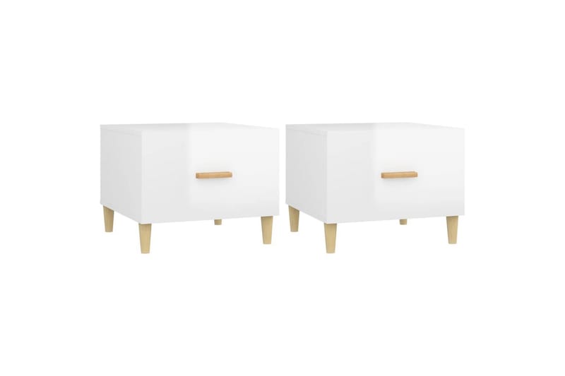 beBasic sofaborde 2 stk. 50x50x40 cm konstrueret træ hvid højglans - Hvid - Møbler - Borde - Aflastningsbord - Lampebord