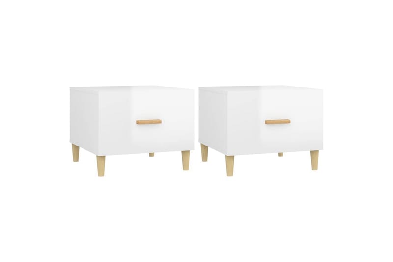 beBasic sofaborde 2 stk. 50x50x40 cm konstrueret træ hvid højglans - Hvid - Lampebord - Bakkebord & små borde