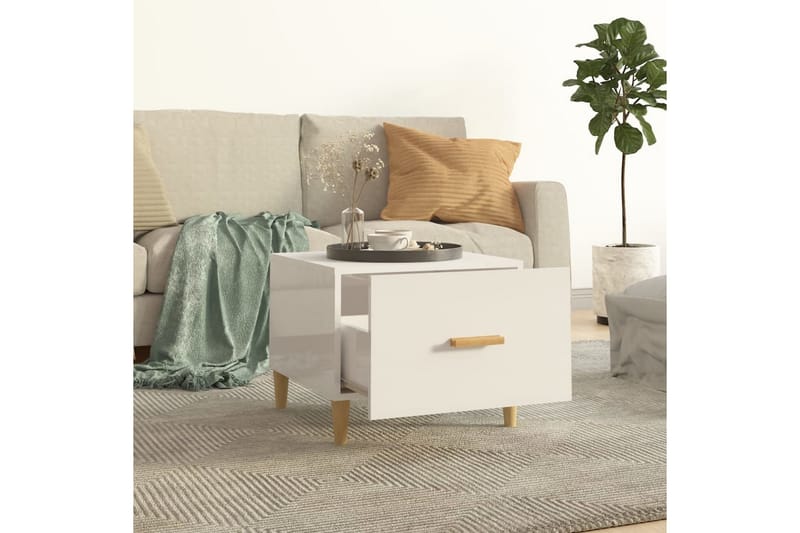 beBasic sofaborde 2 stk. 50x50x40 cm konstrueret træ hvid højglans - Hvid - Møbler - Borde - Aflastningsbord - Lampebord