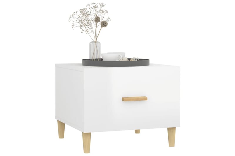 beBasic sofaborde 2 stk. 50x50x40 cm konstrueret træ hvid højglans - Hvid - Møbler - Borde - Aflastningsbord - Lampebord