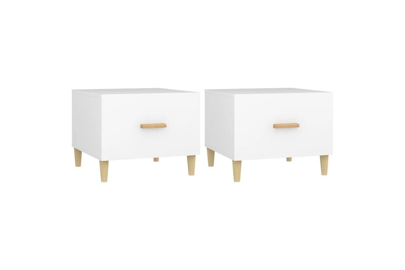 beBasic sofaborde 2 stk. 50x50x40 cm konstrueret træ hvid - Hvid - Møbler - Borde - Aflastningsbord - Lampebord