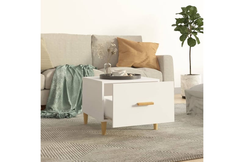 beBasic sofaborde 2 stk. 50x50x40 cm konstrueret træ hvid - Hvid - Møbler - Borde - Aflastningsbord - Lampebord