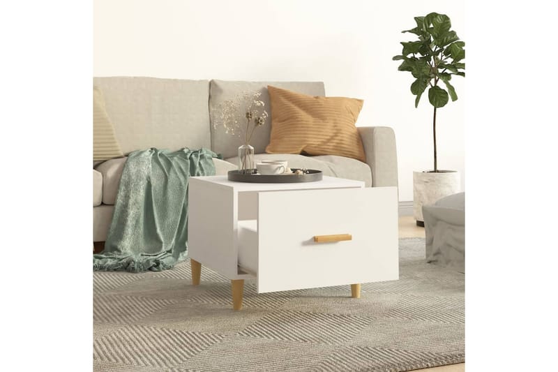 beBasic sofaborde 2 stk. 50x50x40 cm konstrueret træ hvid - Hvid - Lampebord - Bakkebord & små borde