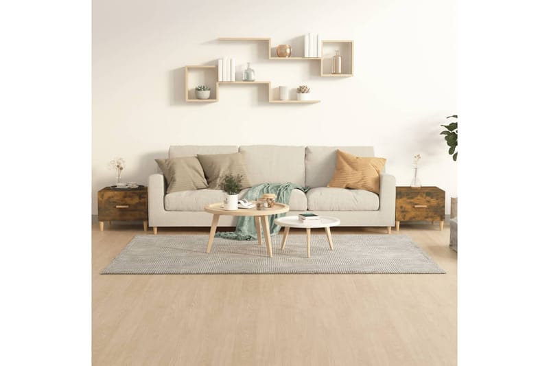 beBasic sofaborde 2 stk. 50x50x40 cm konstrueret træ røget egetræsfarve - Brun - Møbler - Borde - Aflastningsbord - Lampebord