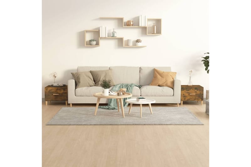 beBasic sofaborde 2 stk. 50x50x40 cm konstrueret træ røget egetræsfarve - Brun - Lampebord - Bakkebord & små borde