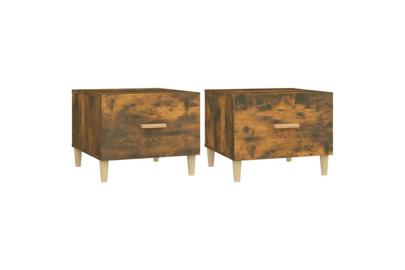 beBasic sofaborde 2 stk. 50x50x40 cm konstrueret træ røget egetræsfarve - Brun - Møbler - Borde - Aflastningsbord - Lampebord