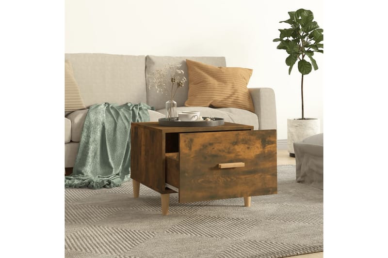 beBasic sofaborde 2 stk. 50x50x40 cm konstrueret træ røget egetræsfarve - Brun - Møbler - Borde - Aflastningsbord - Lampebord