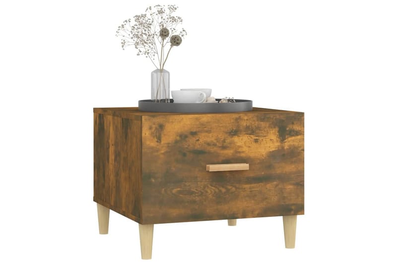 beBasic sofaborde 2 stk. 50x50x40 cm konstrueret træ røget egetræsfarve - Brun - Møbler - Borde - Aflastningsbord - Lampebord