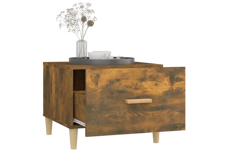 beBasic sofaborde 2 stk. 50x50x40 cm konstrueret træ røget egetræsfarve - Brun - Møbler - Borde - Aflastningsbord - Lampebord