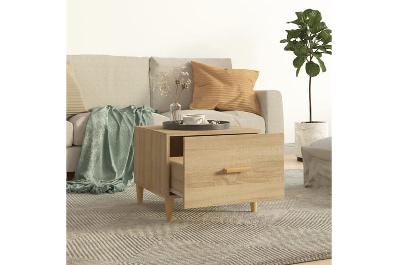 beBasic sofaborde 2 stk. 50x50x40 cm konstrueret træ sonoma-eg - Brun - Møbler - Borde - Aflastningsbord - Lampebord