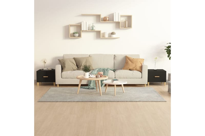 beBasic sofaborde 2 stk. 50x50x40 cm konstrueret træ sort - Sort - Møbler - Borde - Aflastningsbord - Lampebord