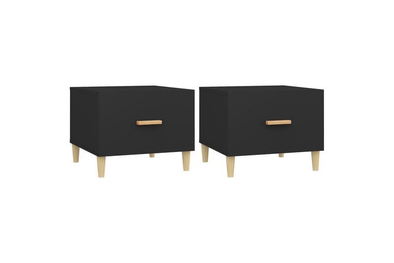 beBasic sofaborde 2 stk. 50x50x40 cm konstrueret træ sort - Sort - Møbler - Borde - Aflastningsbord - Lampebord