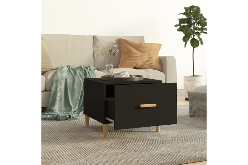 beBasic sofaborde 2 stk. 50x50x40 cm konstrueret træ sort - Sort - Møbler - Borde - Aflastningsbord - Lampebord