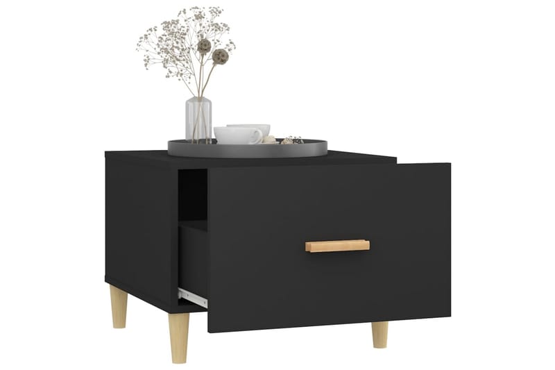 beBasic sofaborde 2 stk. 50x50x40 cm konstrueret træ sort - Sort - Møbler - Borde - Aflastningsbord - Lampebord