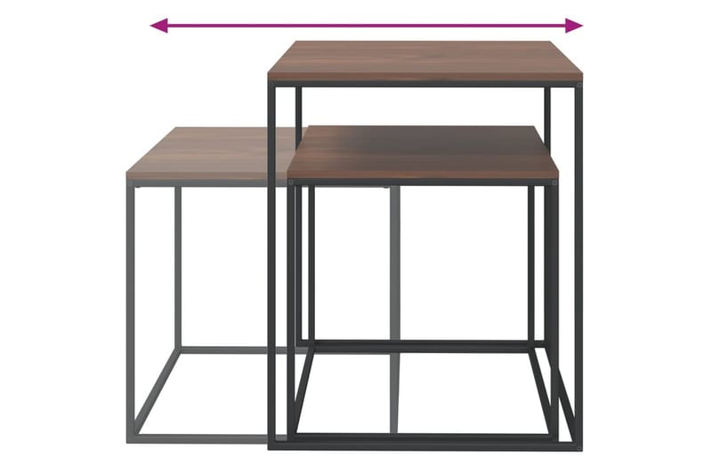 beBasic sofaborde 2 stk. konstrueret træ og metal - Sort - Møbler - Borde - Aflastningsbord - Lampebord