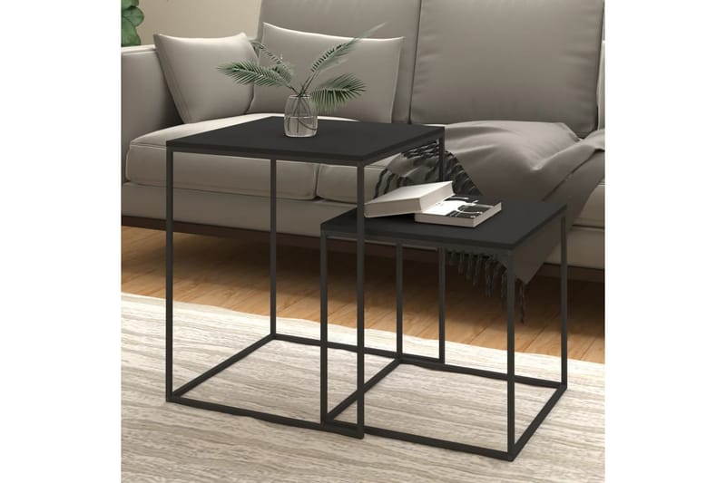 beBasic sofaborde 2 stk. konstrueret træ og metal - Sort - Lampebord - Bakkebord & små borde