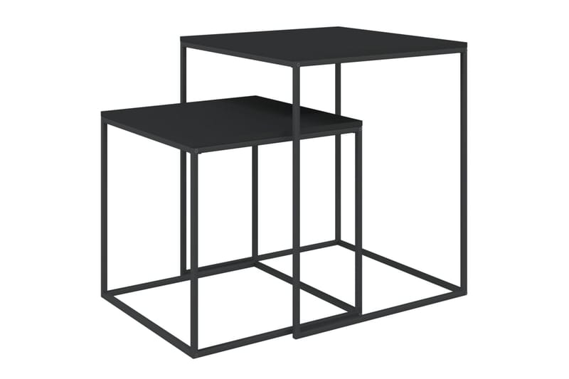 beBasic sofaborde 2 stk. konstrueret træ og metal - Sort - Møbler - Borde - Aflastningsbord - Lampebord