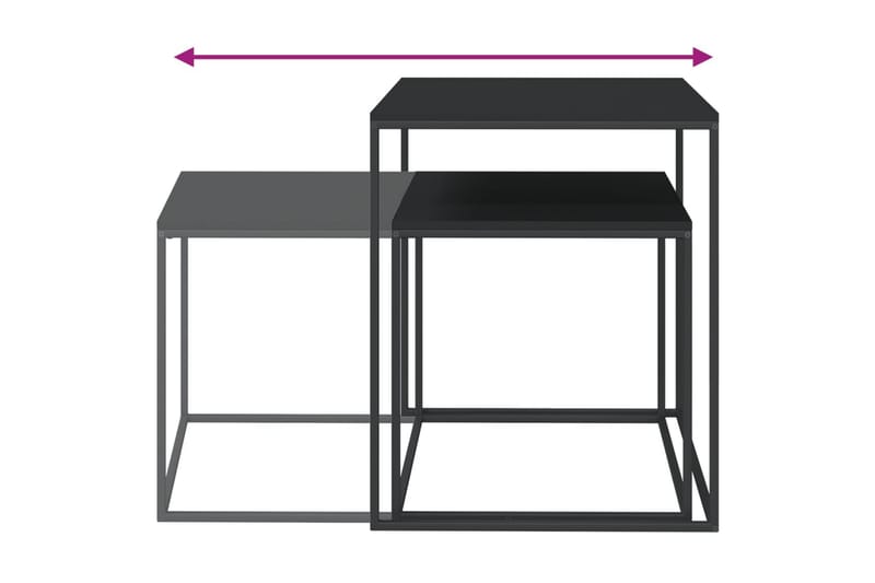 beBasic sofaborde 2 stk. konstrueret træ og metal - Sort - Møbler - Borde - Aflastningsbord - Lampebord