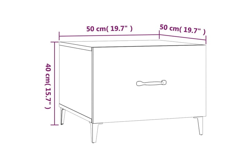 beBasic sofaborde med metalben 2 stk. 50x50x40 cm brun egetræsfarve - Brun - Lampebord - Bakkebord & små borde