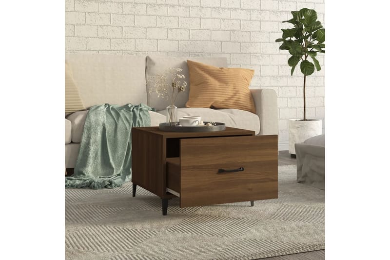 beBasic sofaborde med metalben 2 stk. 50x50x40 cm brun egetræsfarve - Brun - Lampebord - Bakkebord & små borde