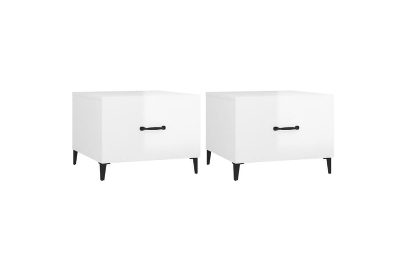 beBasic sofaborde med metalben 2 stk. 50x50x40 cm hvid højglans - Hvid - Møbler - Borde - Aflastningsbord - Lampebord