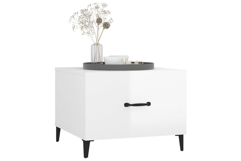 beBasic sofaborde med metalben 2 stk. 50x50x40 cm hvid højglans - Hvid - Møbler - Borde - Aflastningsbord - Lampebord