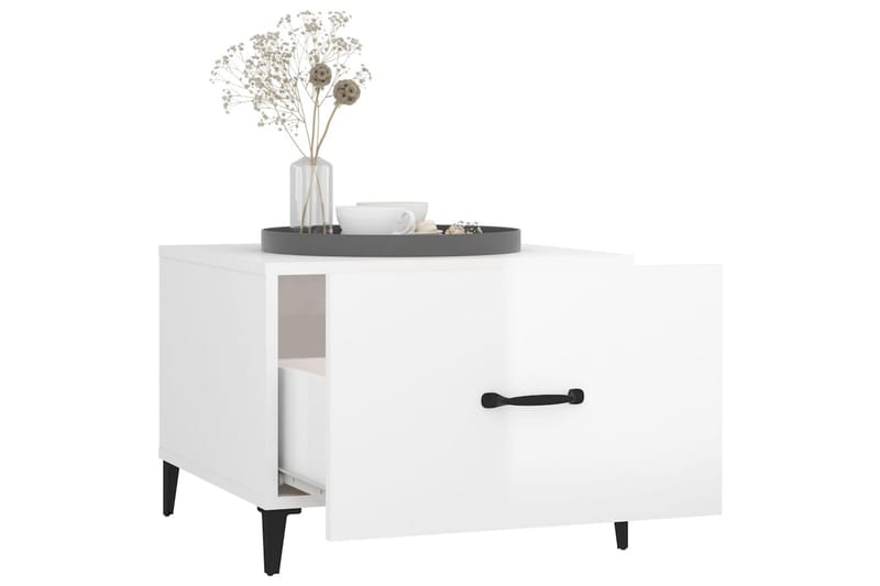 beBasic sofaborde med metalben 2 stk. 50x50x40 cm hvid højglans - Hvid - Møbler - Borde - Aflastningsbord - Lampebord