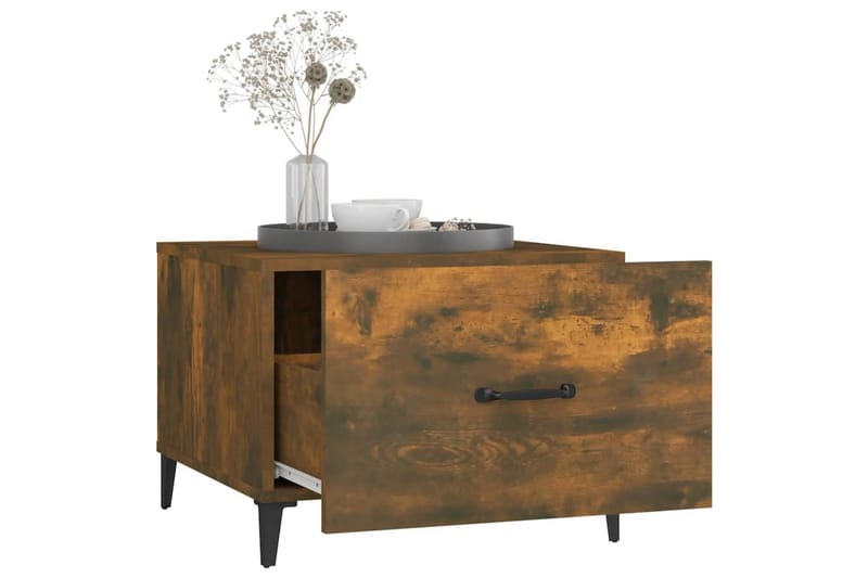 beBasic sofaborde med metalben 2 stk. 50x50x40 cm røget egetræsfarve - Brun - Lampebord - Bakkebord & små borde