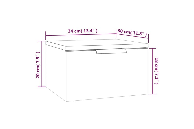 beBasic væghængt sengebord 34x30x20 cm betongrå - GrÃ¥ - Møbler - Borde - Aflastningsbord - Sengebord