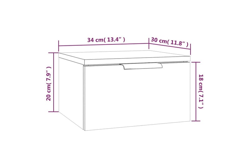 beBasic væghængte sengeborde 2 stk. 34x30x20 cm grå sonoma-eg - GrÃ¥ - Sengebord