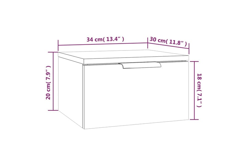 beBasic væghængte sengeborde 2 stk. 34x30x20 cm hvid - Hvid - Sengebord