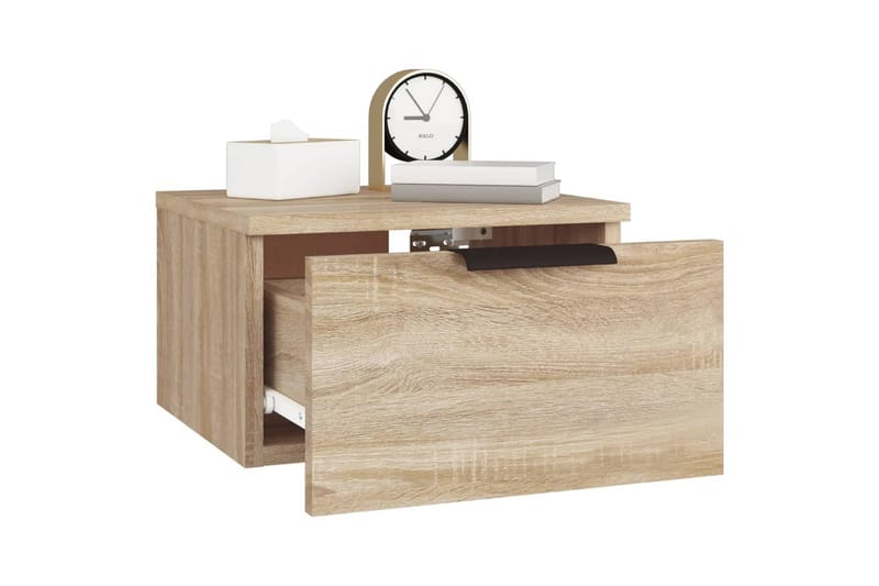 beBasic væghængte sengeborde 2 stk. 34x30x20 cm sonoma-eg - Brun - Møbler - Borde - Aflastningsbord - Sengebord