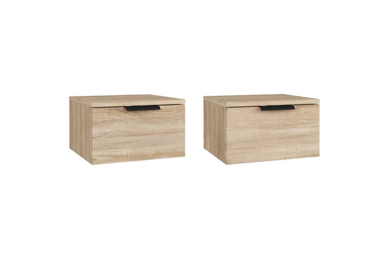 beBasic væghængte sengeborde 2 stk. 34x30x20 cm sonoma-eg - Brun - Sengebord