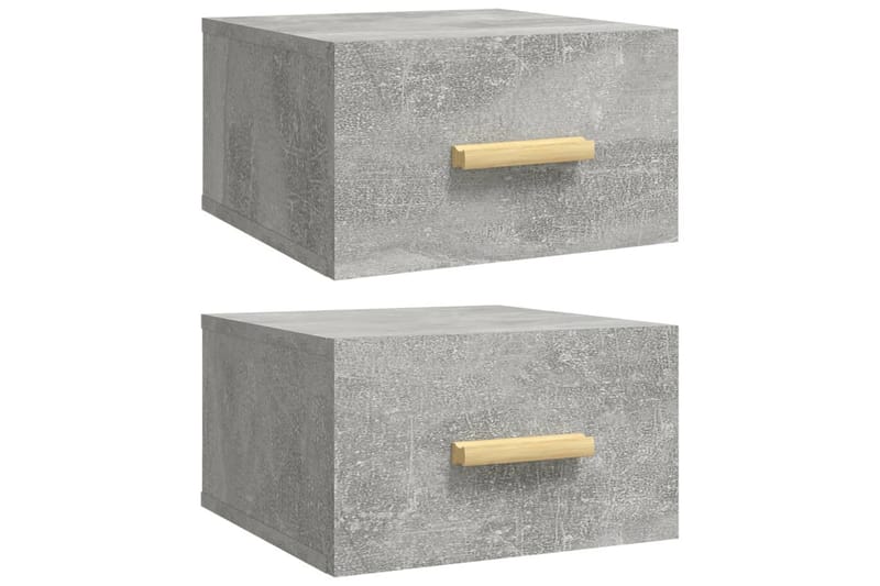 beBasic væghængte sengeborde 2 stk. 35x35x20 cm betongrå - GrÃ¥ - Møbler - Borde - Aflastningsbord - Sengebord