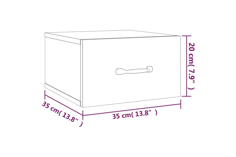 beBasic væghængte sengeborde 2 stk. 35x35x20 cm betongrå - GrÃ¥ - Sengebord