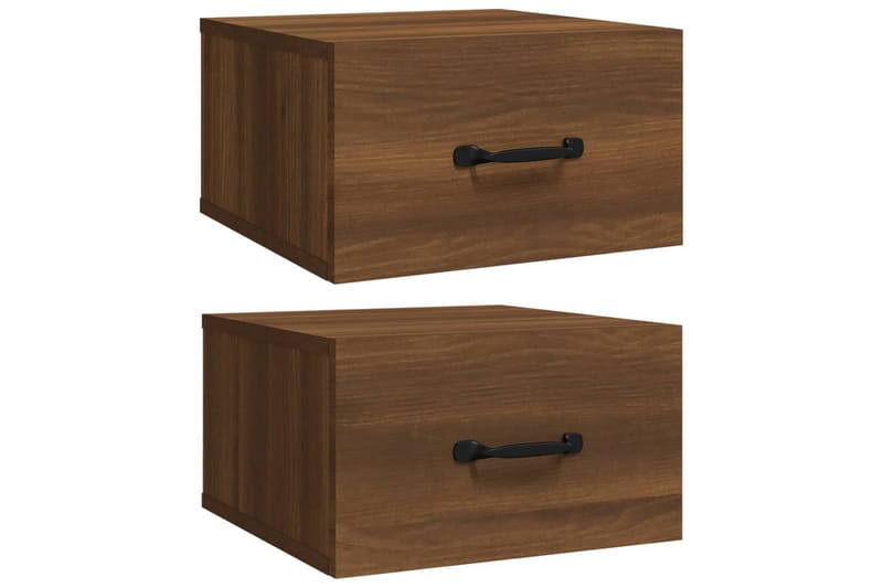 beBasic væghængte sengeborde 2 stk. 35x35x20 cm brun egetræsfarve - Brun - Møbler - Borde - Aflastningsbord - Sengebord