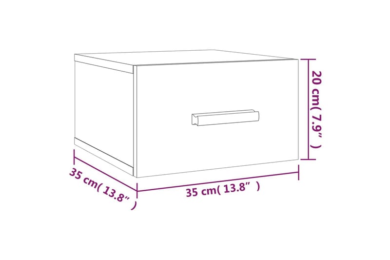 beBasic væghængte sengeborde 2 stk. 35x35x20 cm hvid - Hvid - Sengebord