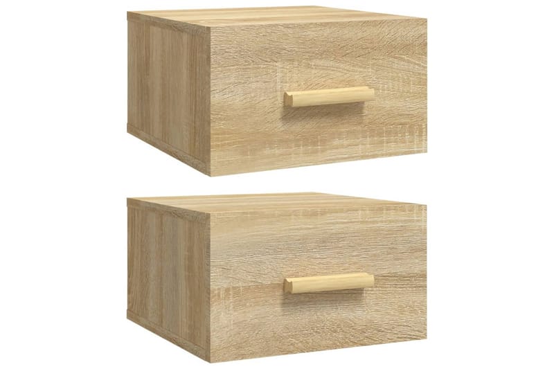 beBasic væghængte sengeborde 2 stk. 35x35x20 cm sonoma-eg - Brun - Møbler - Borde - Aflastningsbord - Sengebord
