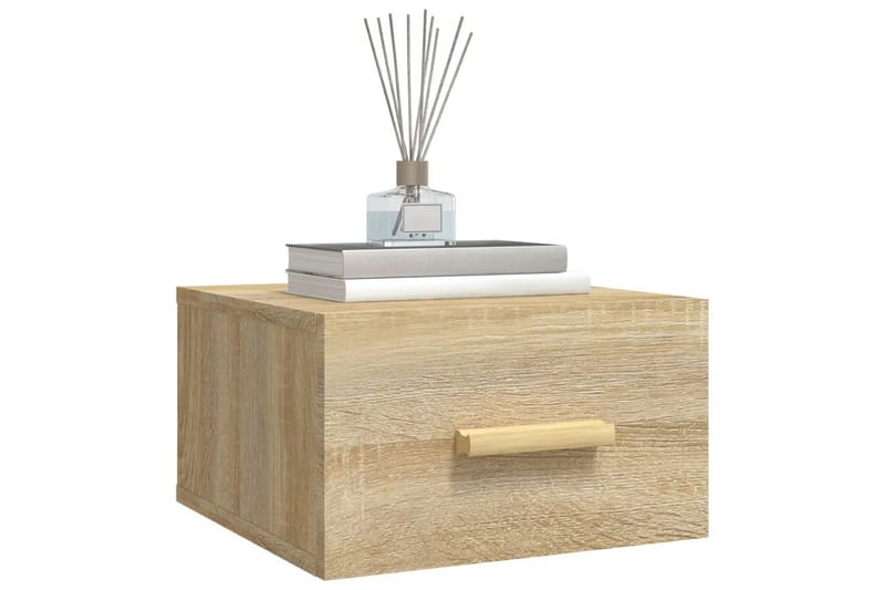 beBasic væghængte sengeborde 2 stk. 35x35x20 cm sonoma-eg - Brun - Møbler - Borde - Aflastningsbord - Sengebord