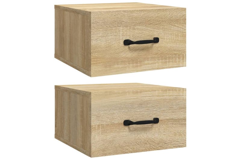 beBasic væghængte sengeborde 2 stk. 35x35x20 cm sonoma-eg - Brun - Sengebord